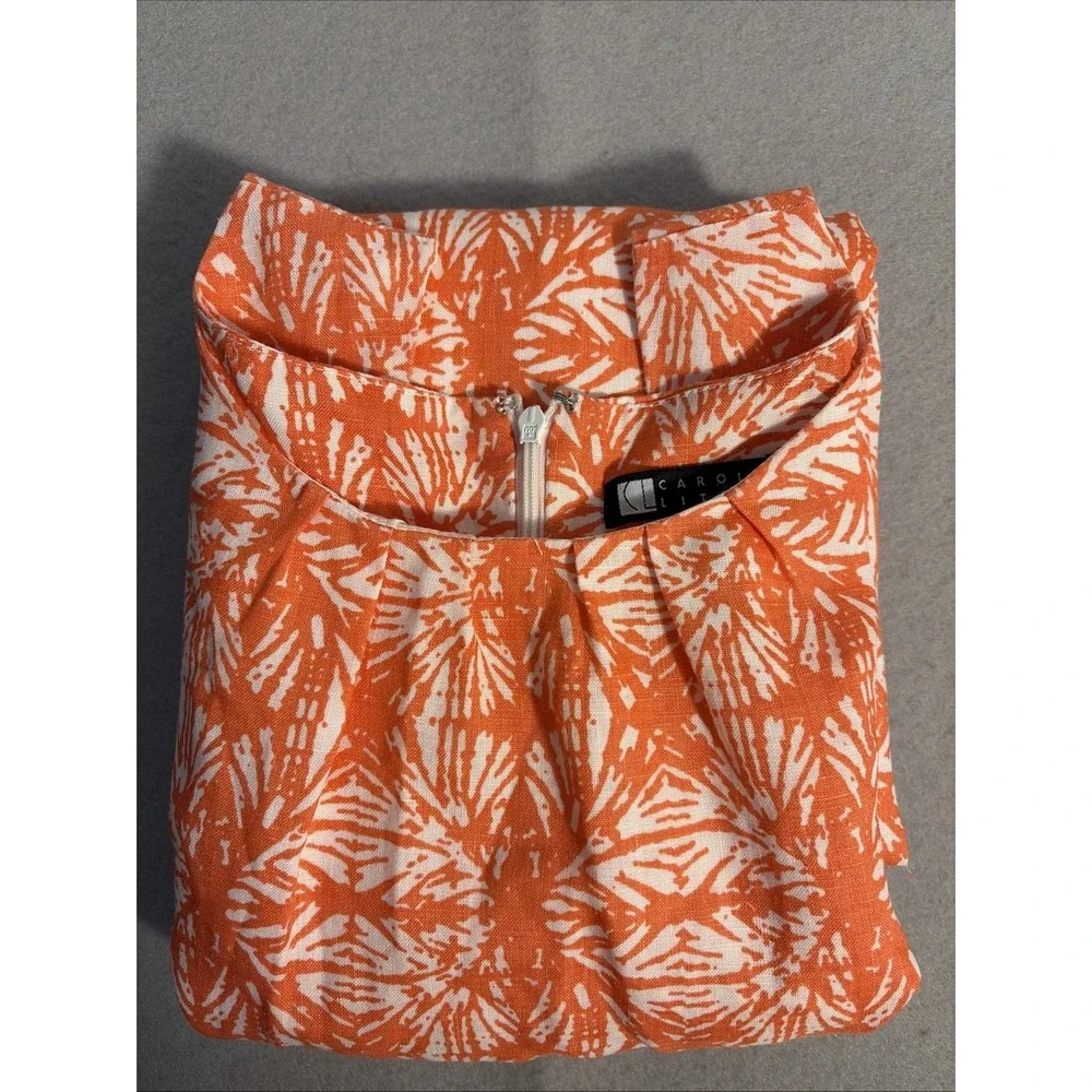 Tropical Print  sleeveless linen cotton dress Women's Size 8 Coastal Resort
